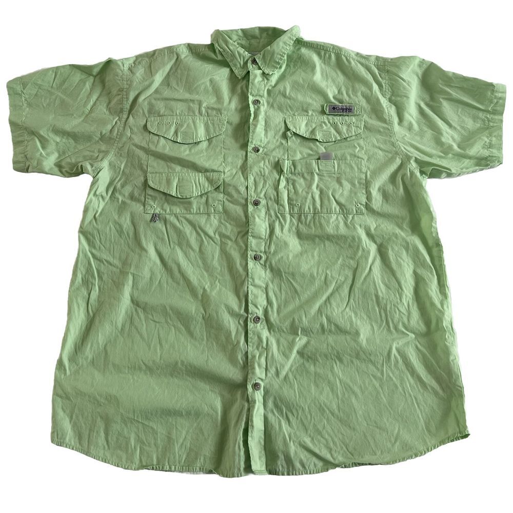 Columbia‎ PFG Fishing Shirt XL Lime Green.